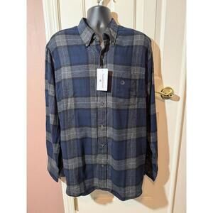 Saddlebred Flannel Shirt Mens XL 100% Cotton Blue Gray Plaid New